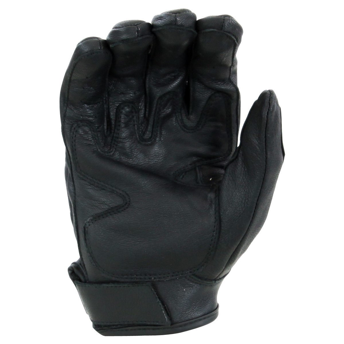 Vance VL473 Men's Black Cowhide Leather Knuckle Armored Riding Gloves - Palm View