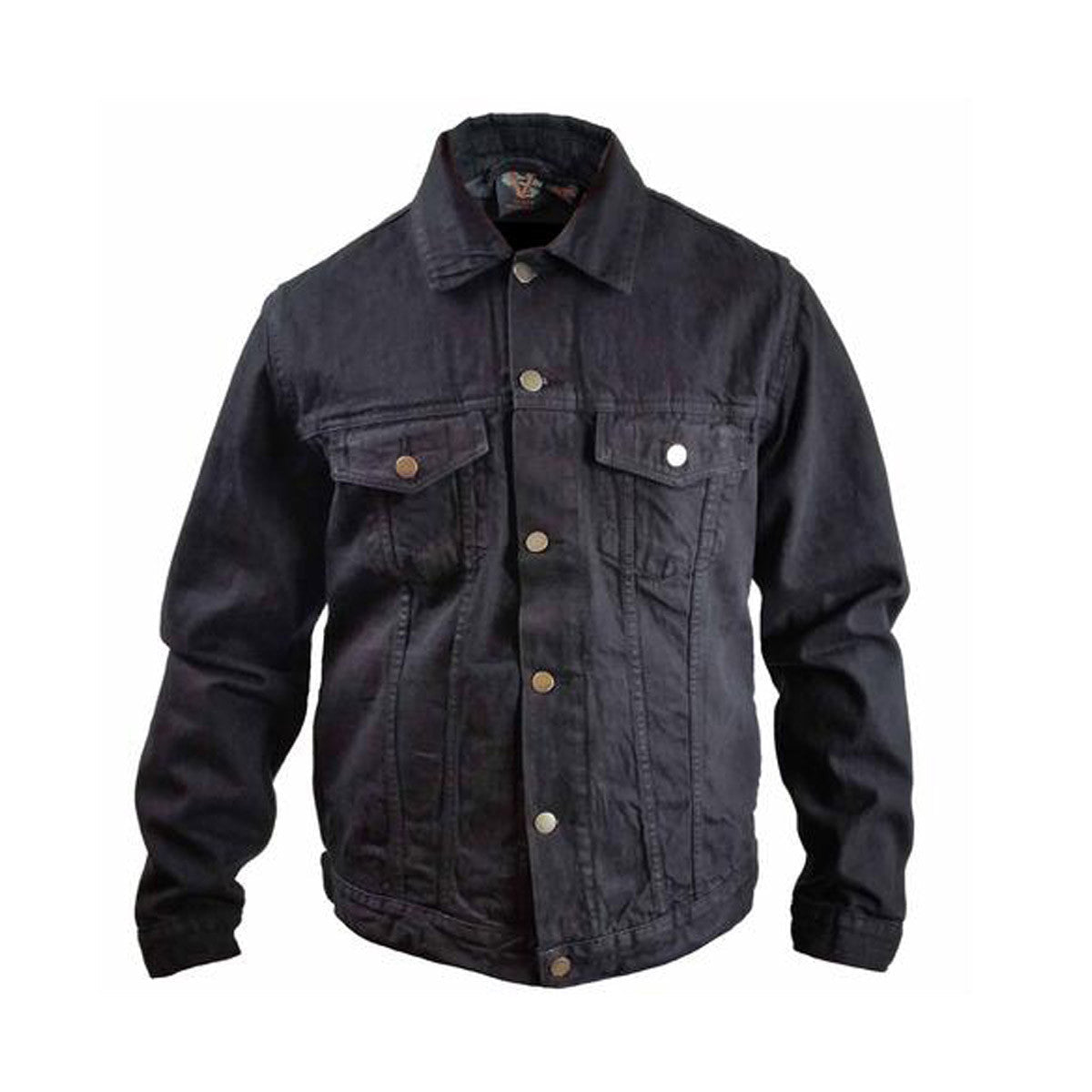 Mens Black Heavy Duty Denim Button Front Shirt Jacket