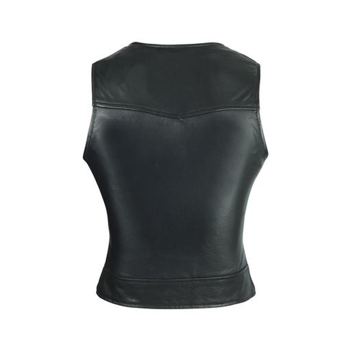 High Mileage HML1041 Womens Lady Biker Leather Motorcycle Vest  - Back View