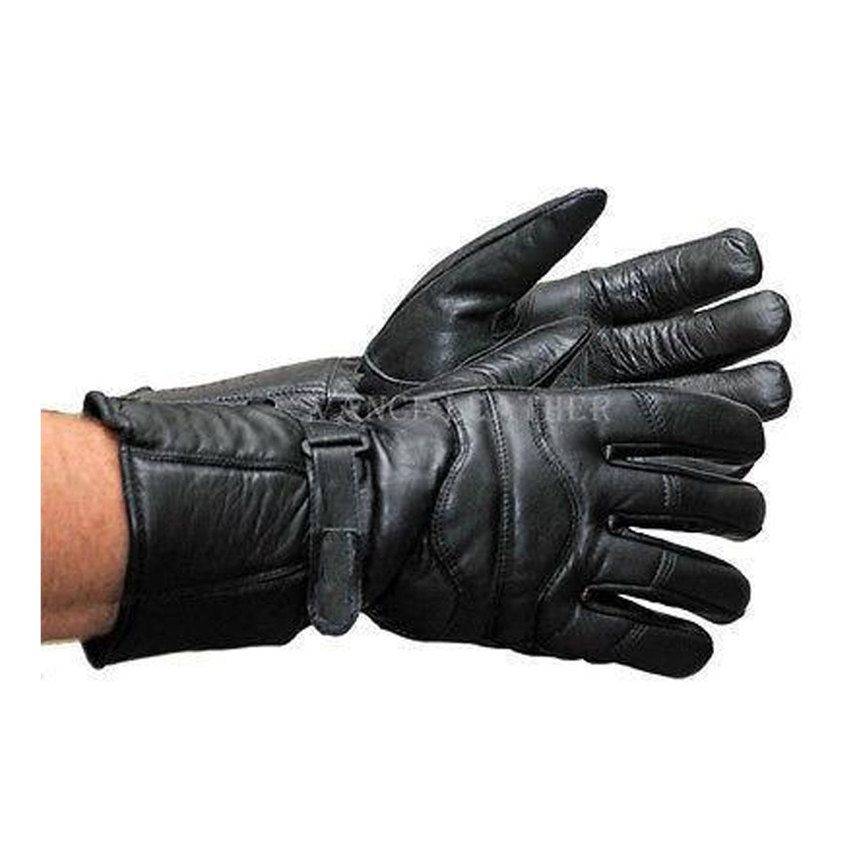 Vance VL400 Mens Black Insulated Winter Riding Leather Motorcycle Gauntlet Gloves