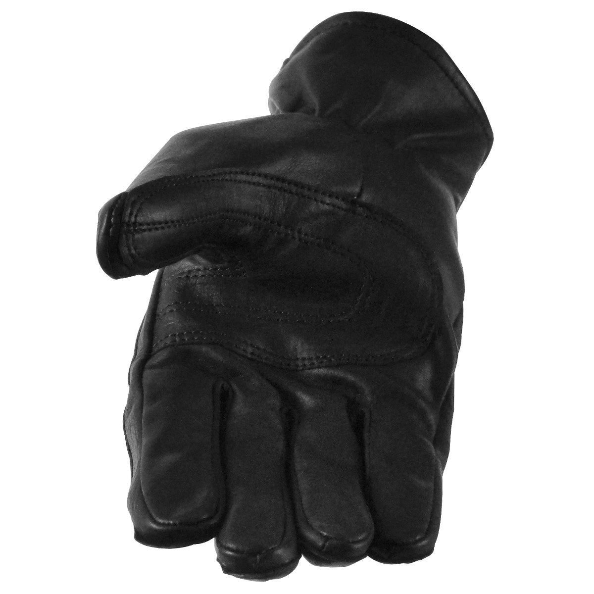 Vance GL2081 Womens Silver Zipper Black Cowhide Leather Motorcycle Gloves - Palm View