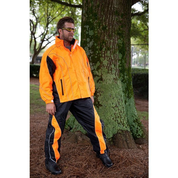 Jafrum Thunder Under RS5020 Men's Hi Visibility Orange and Yellow Motorcycle Rain Gear  - Hi-Viz Orange