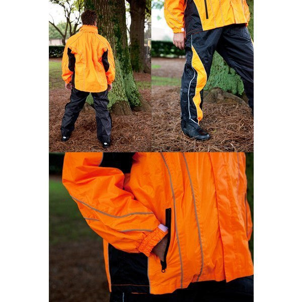 Jafrum Thunder Under RS5020 Men's Hi Visibility Orange and Yellow Motorcycle Rain Gear  - Hi-Viz Orange