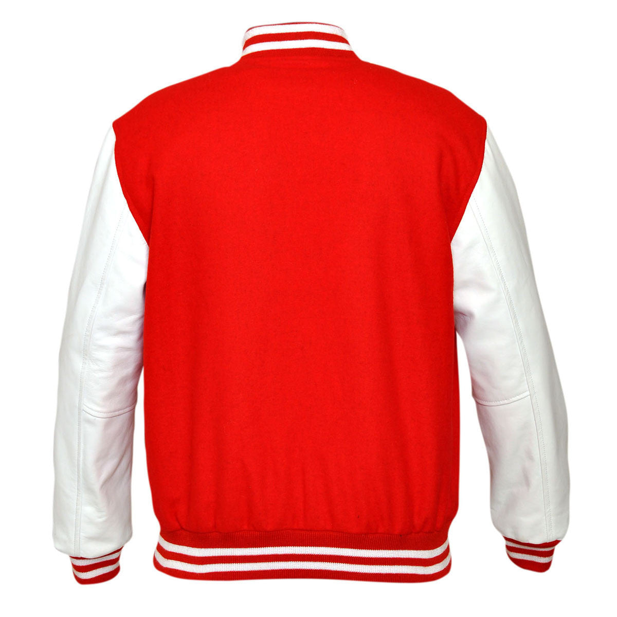 Mens MJ590R Red Wool with Real Leather Premium Varsity Letterman Jacket