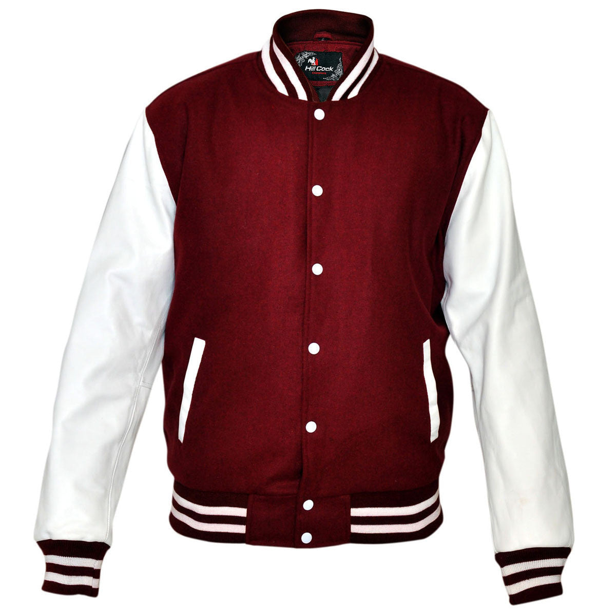 Mens MJ590R Red Wool with Real Leather Premium Varsity Letterman Jacket