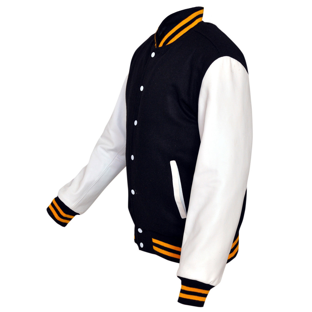 Mens MJ591NW Navy/White Lightweight Wool with Real Leather Premium Varsity Letterman Jacket