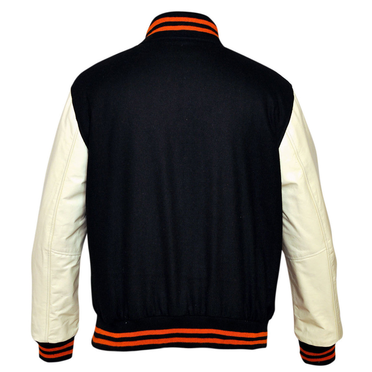 Mens MJ591NW Navy/White Lightweight Wool with Real Leather Premium Varsity Letterman Jacket