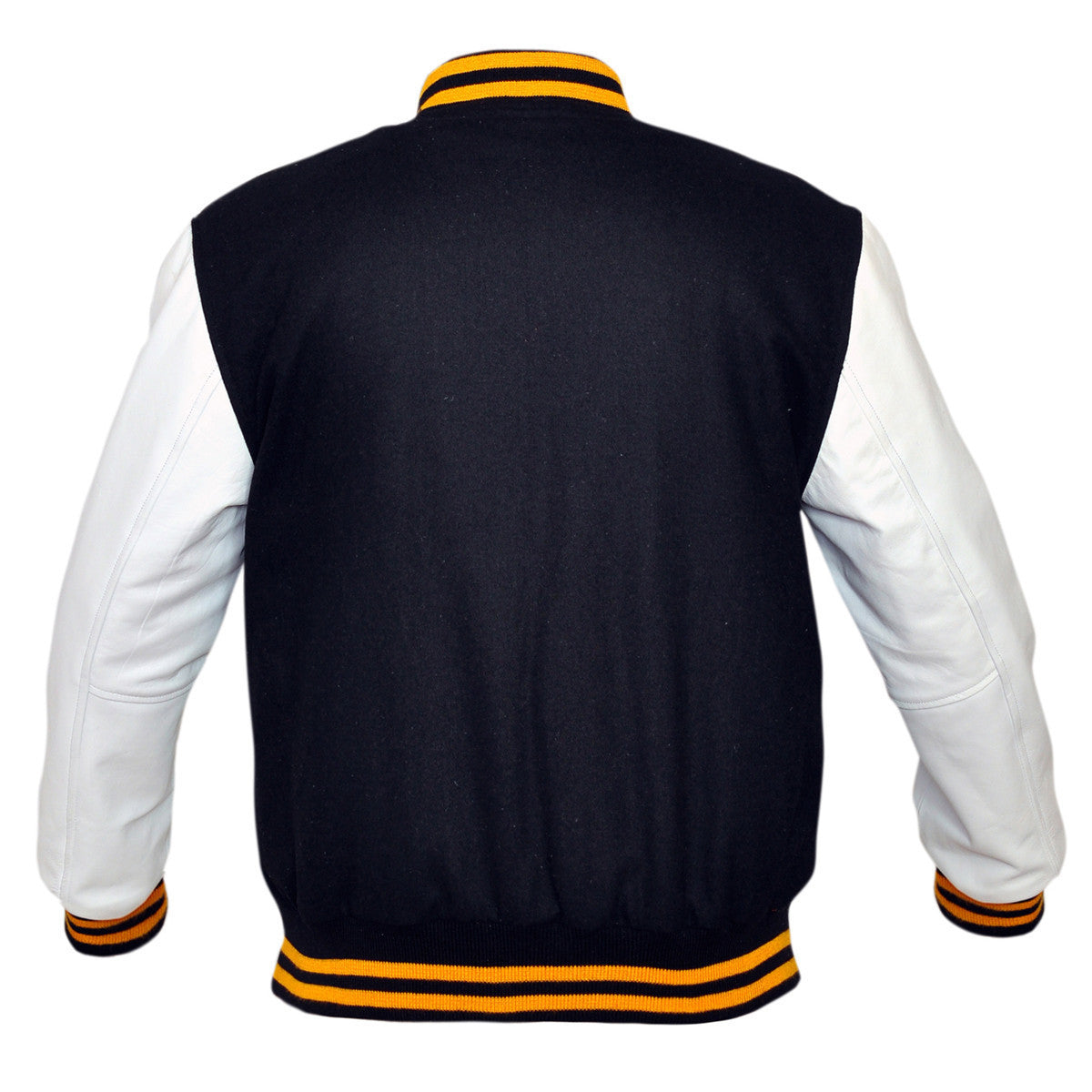 Mens MJ591NW Navy/White Lightweight Wool with Real Leather Premium Varsity Letterman Jacket