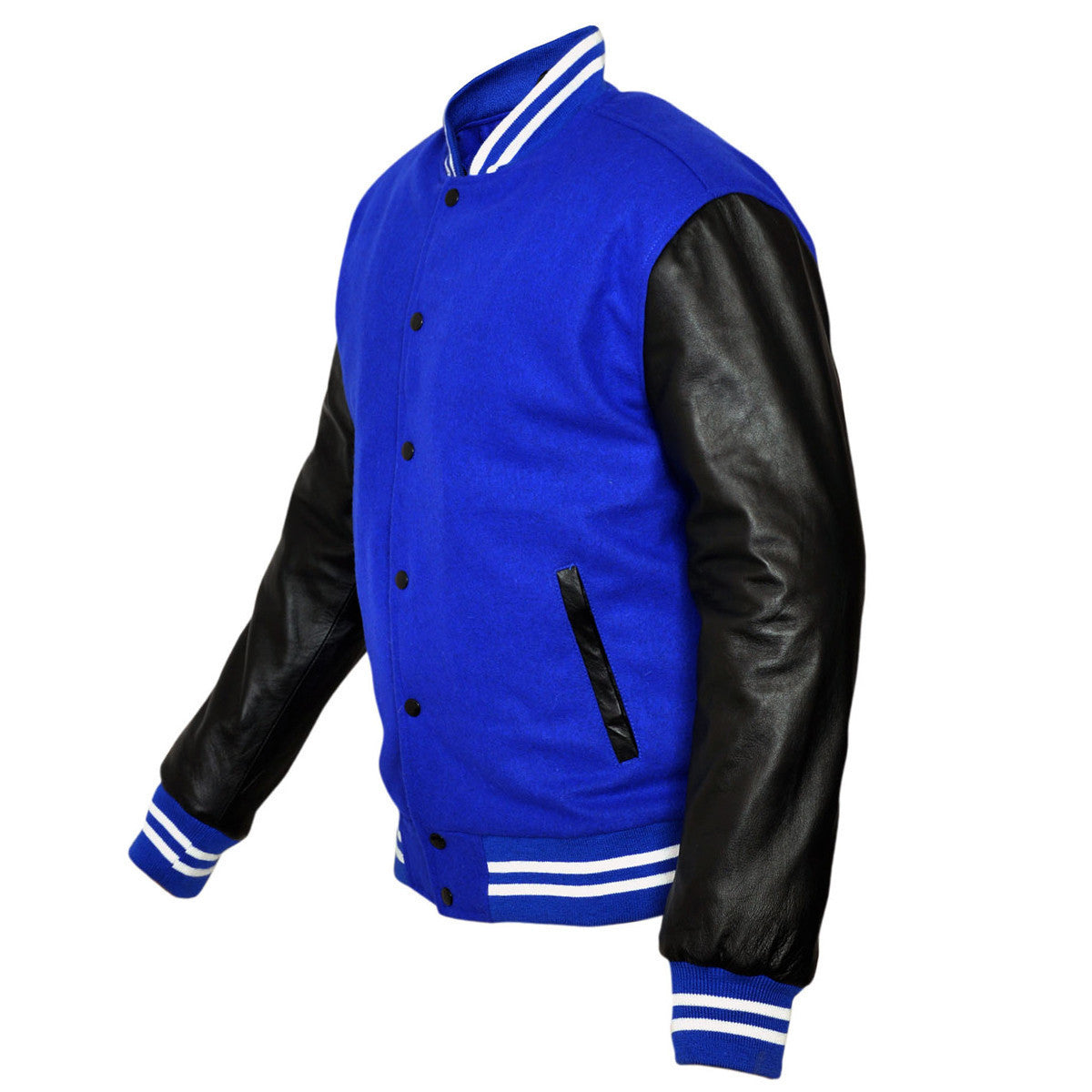 Premium Varsity Collar Lightweight Jacket Wool & Real Leather Sleeves