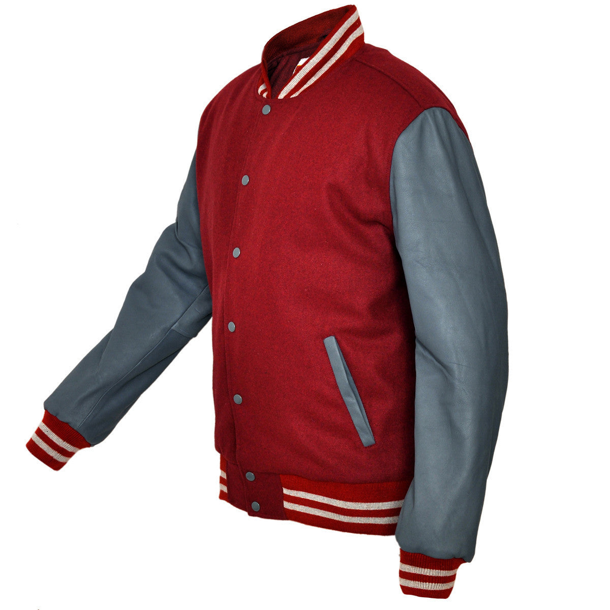 Mens MJ591 Lightweight Wool with Real Leather Premium Varsity Letterman Jacket