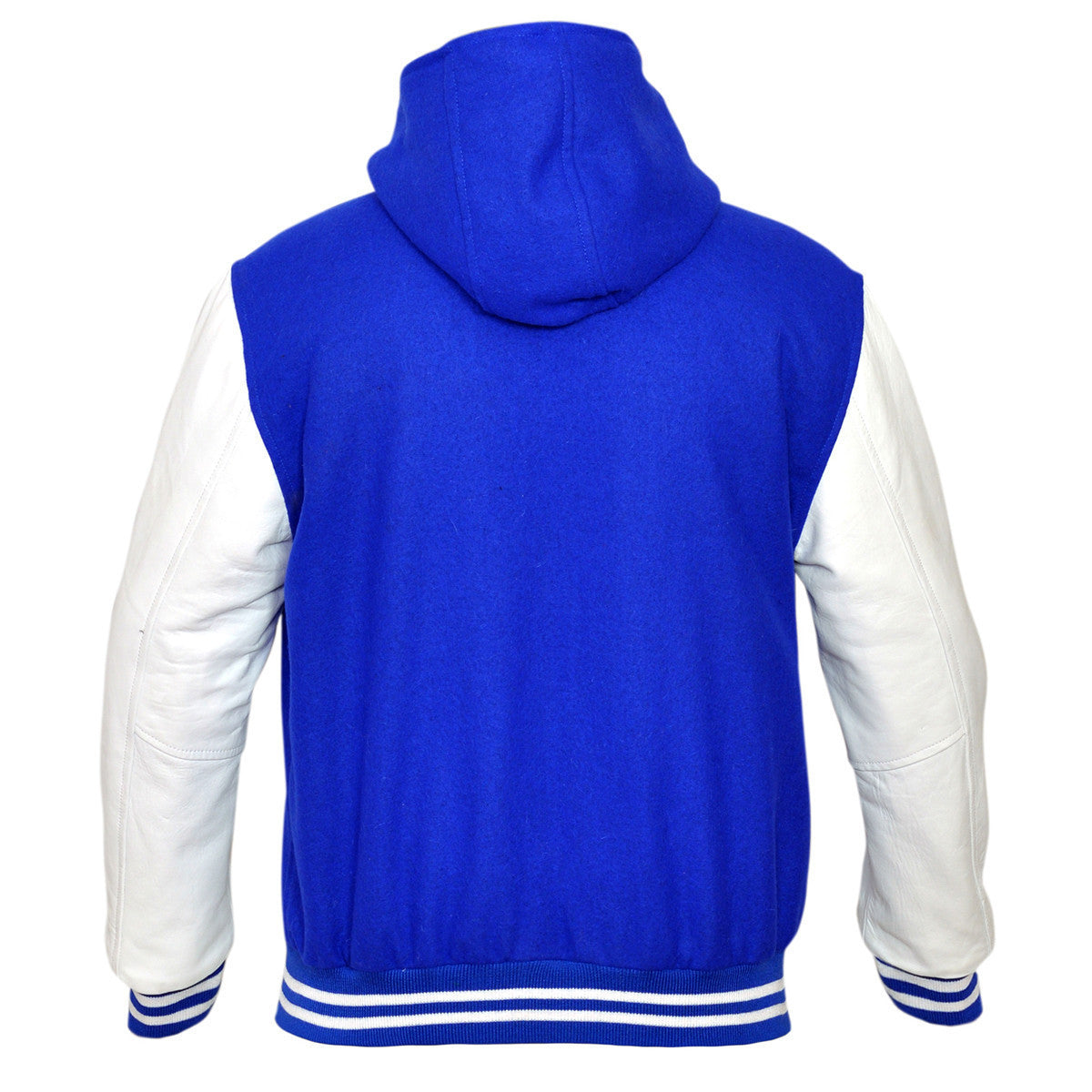 Mens MJ592 Wool with Real Leather Premium Varsity Jacket with Hoodie