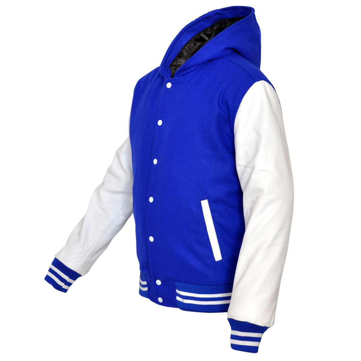 Mens MJ592 Real Leather Premium Varsity Jacket with Hoodie