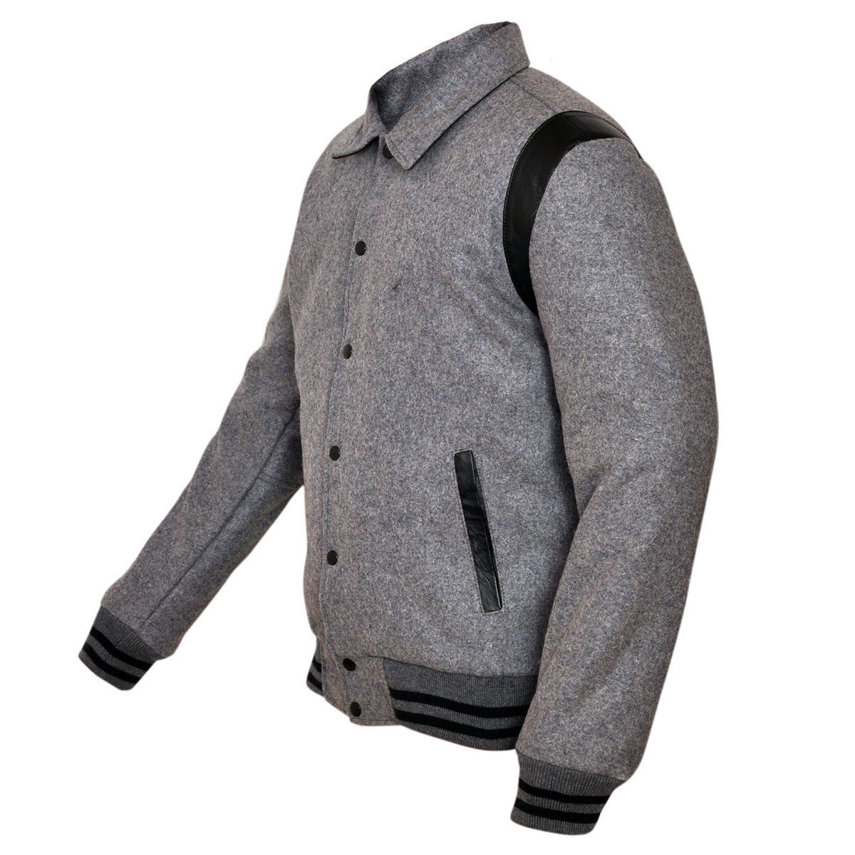 Mens MJ593 Wool with Real Leather Premium Varsity Jacket with Hoodie