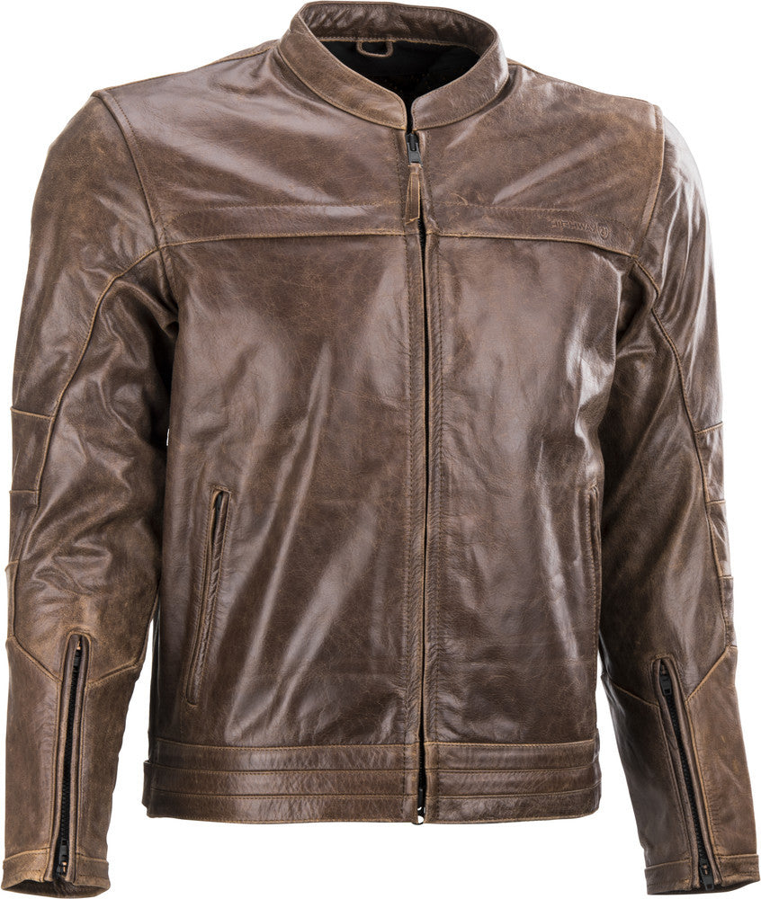 Highway 21 Primer Leather Motorcycle Jacket - Brown