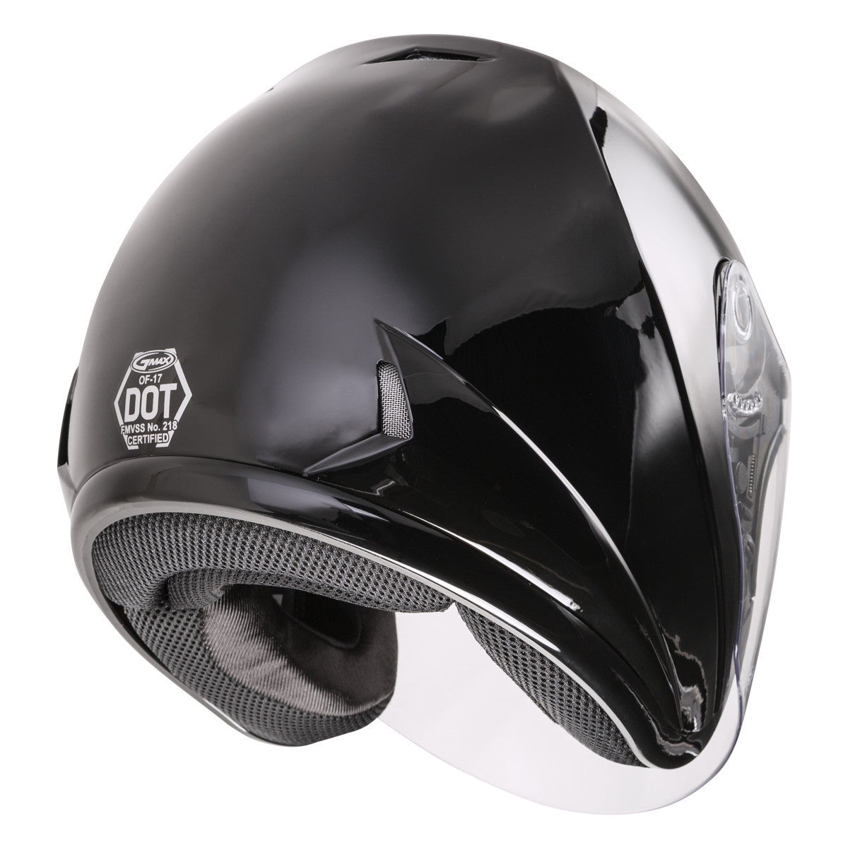 GMax OF17 Open Face Helmet - Black Rear View