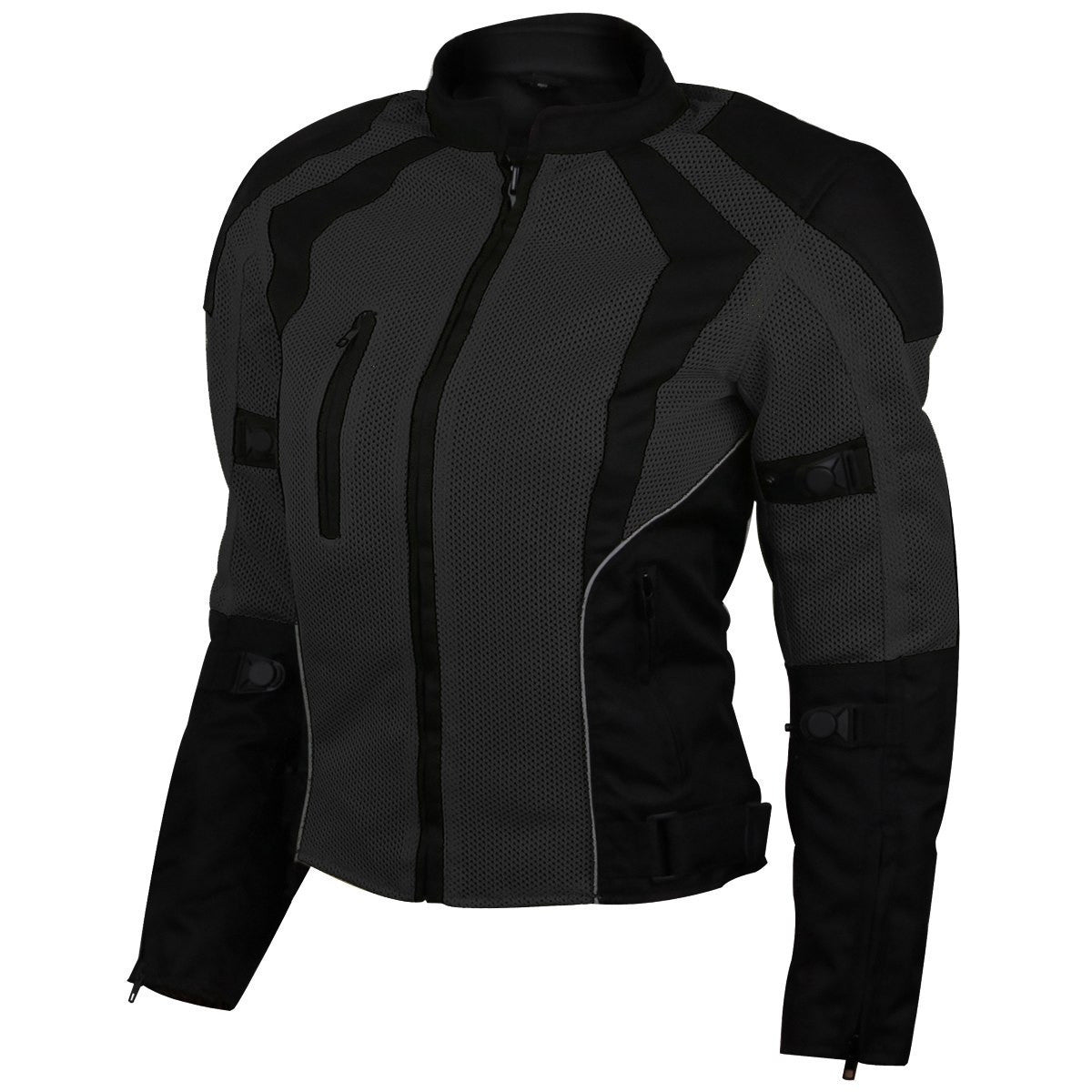 Advance Vance VL1673B Womens Black All Weather Season CE Armor Mesh Motorcycle Biker Riding Jacket