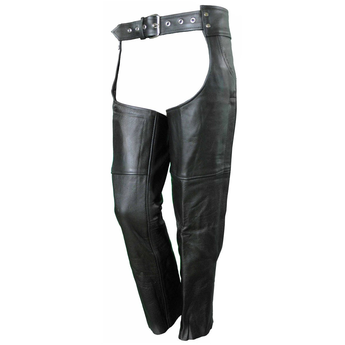 Vance Leather VL813 Men and Women Black Jean Style Cowhide Biker Motorcycle Leather Chaps