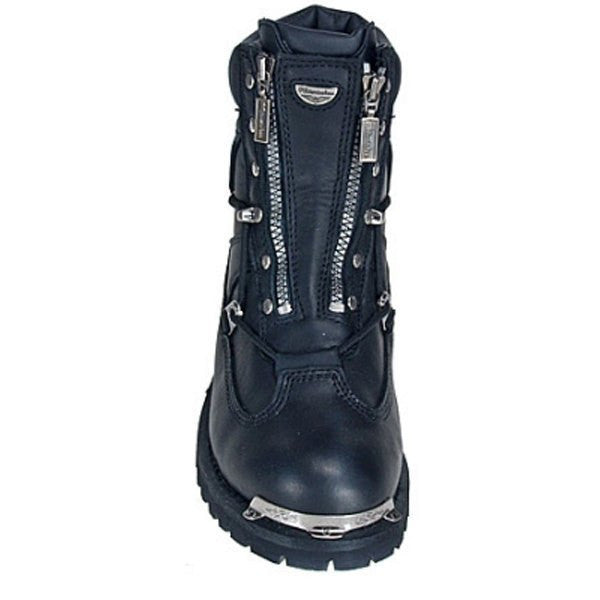 Mens Milwaukee Motorcycle Clothing Company MMCC Throttle Motorbike Biker Riding Black Leather Boots - Front View