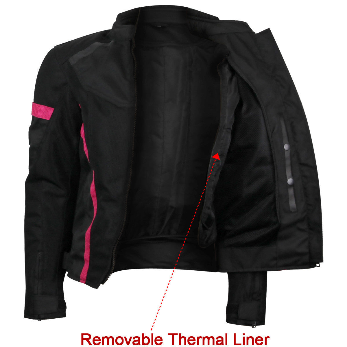 Advance Vance VL1674P Women's Black Pink All Weather Season CE Armor Lady Biker Mesh Textile Motorcycle Riding Jacket