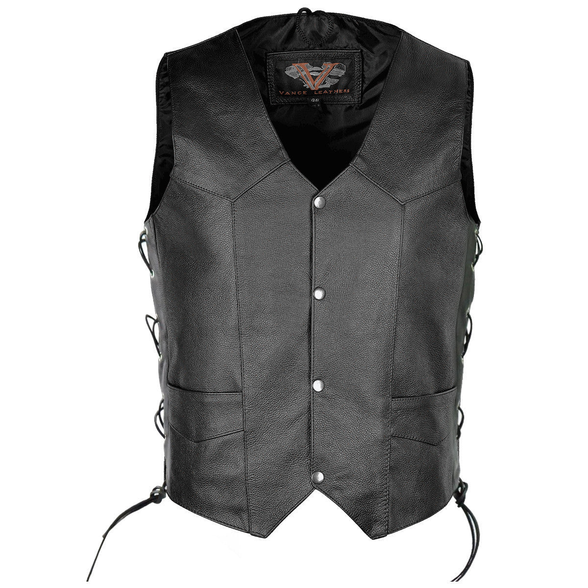 Vance VL902S Mens Black Side Lace Leather Vest