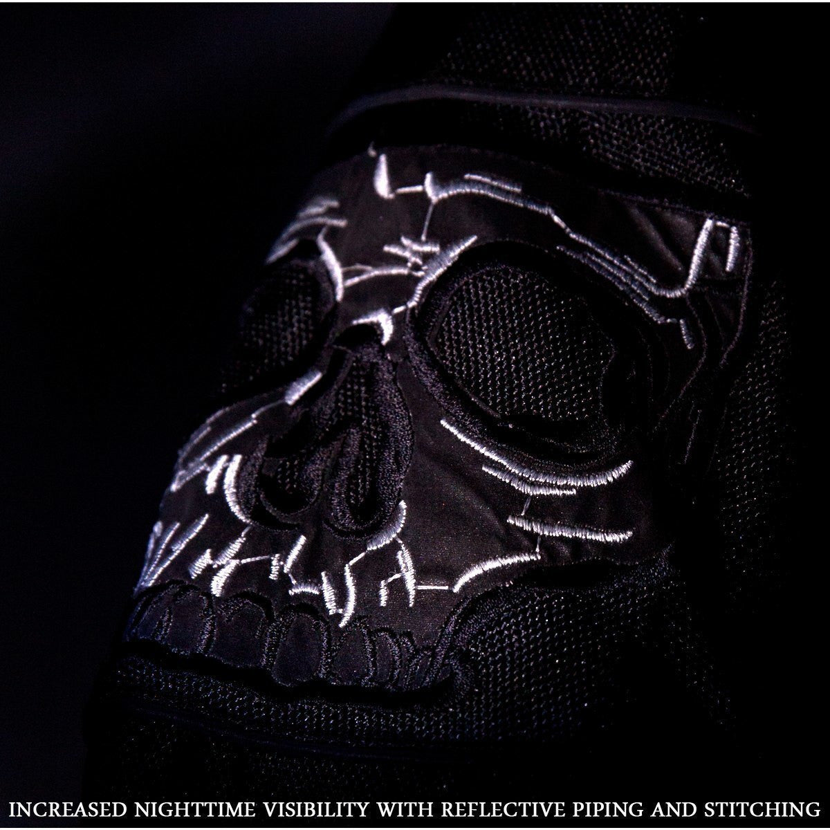 High Mileage HMM1535 Men's Concealed Carry Black Reflective Skulls Textile Motorcycle Jacket