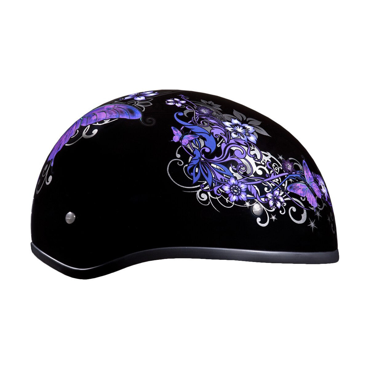 Daytona Women's Skull Cap Butterfly Half Helmet - Side View