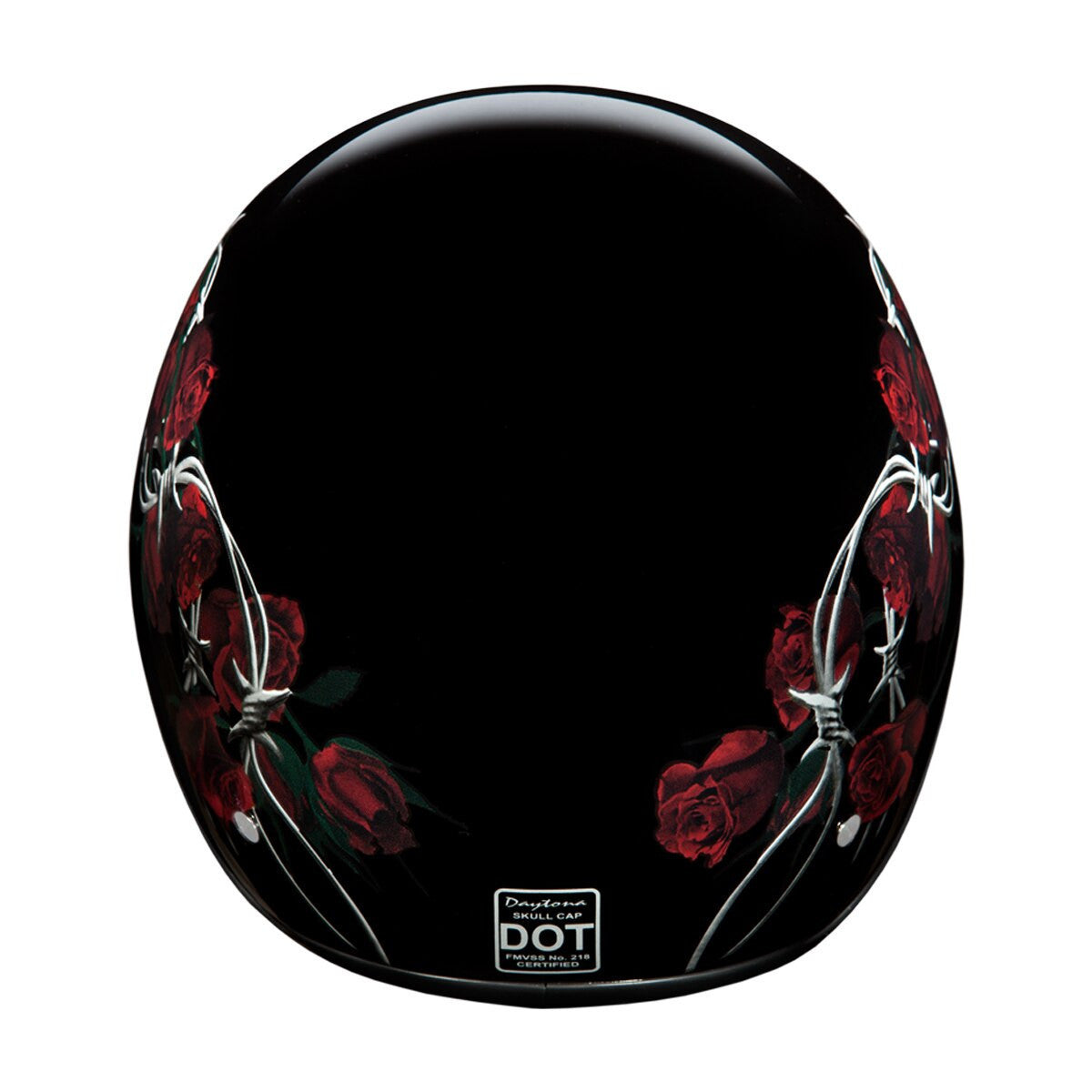 Daytona Women's Skull Cap Barbed Roses Half Helmet - Top View