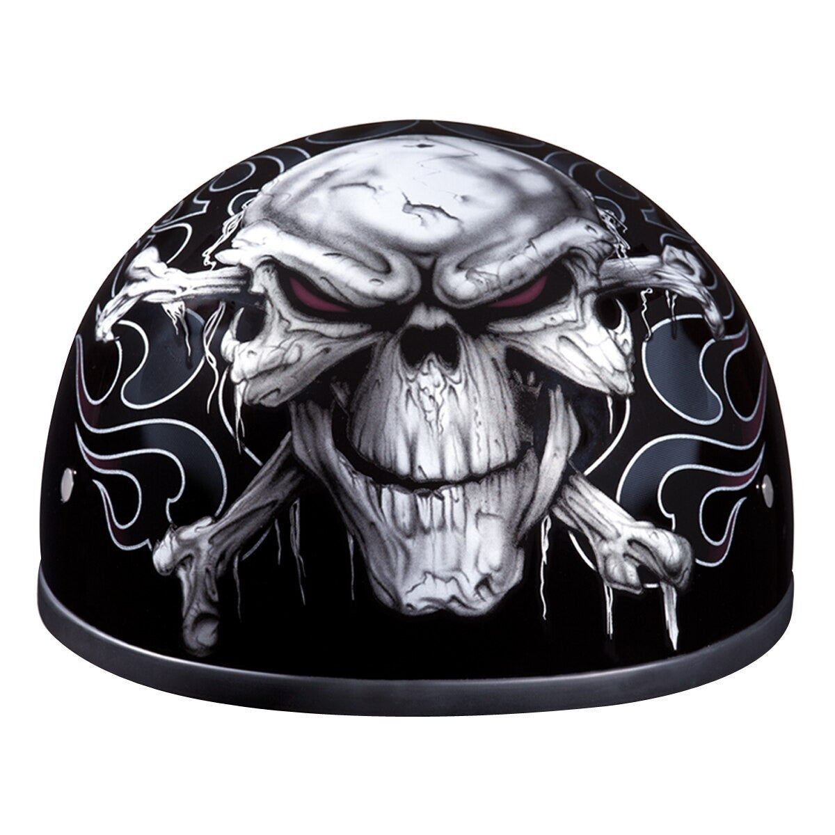 Daytona Skull Cap Cross Bones Half Helmet - Front-View