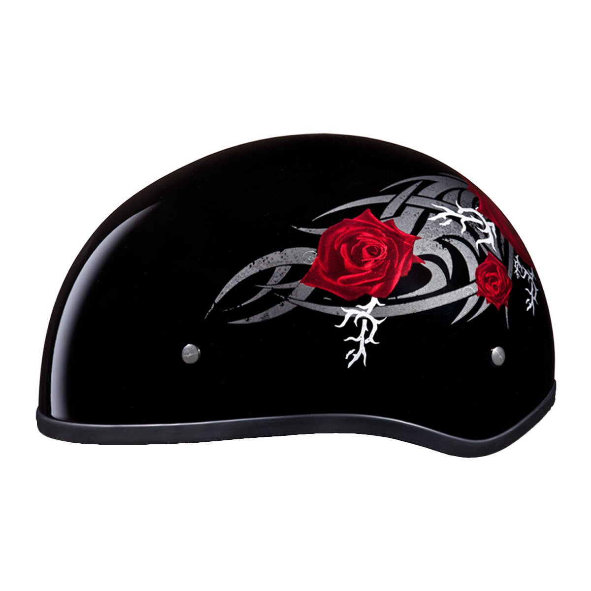 Daytona Skull Cap Rose Half Helmet - Left View