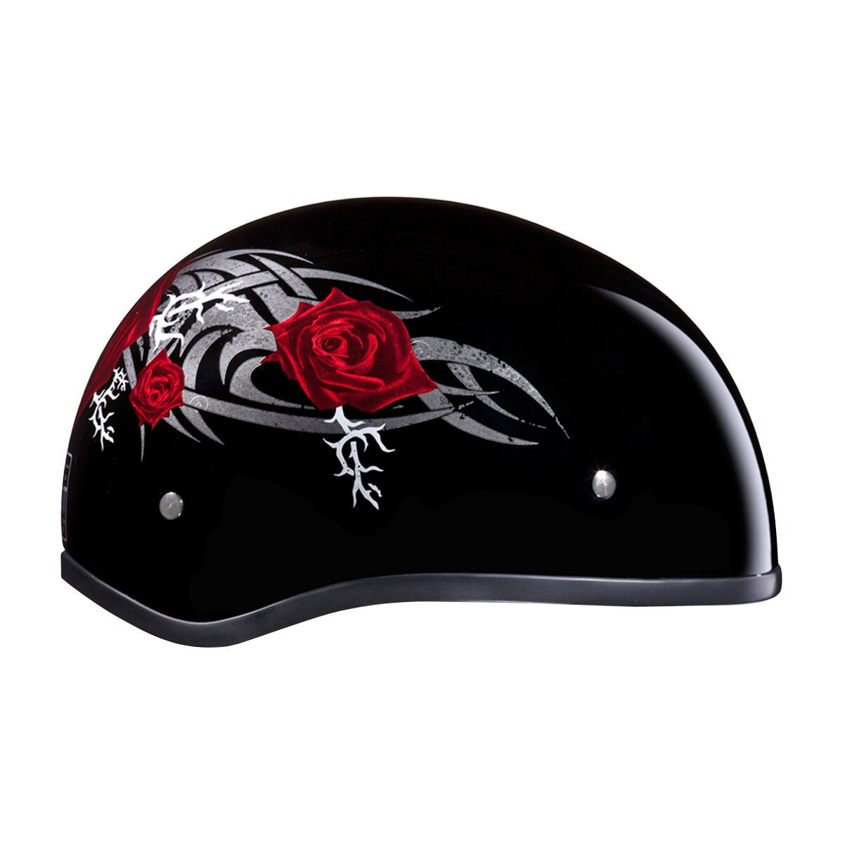 Daytona Skull Cap Rose Half Helmet - Right View