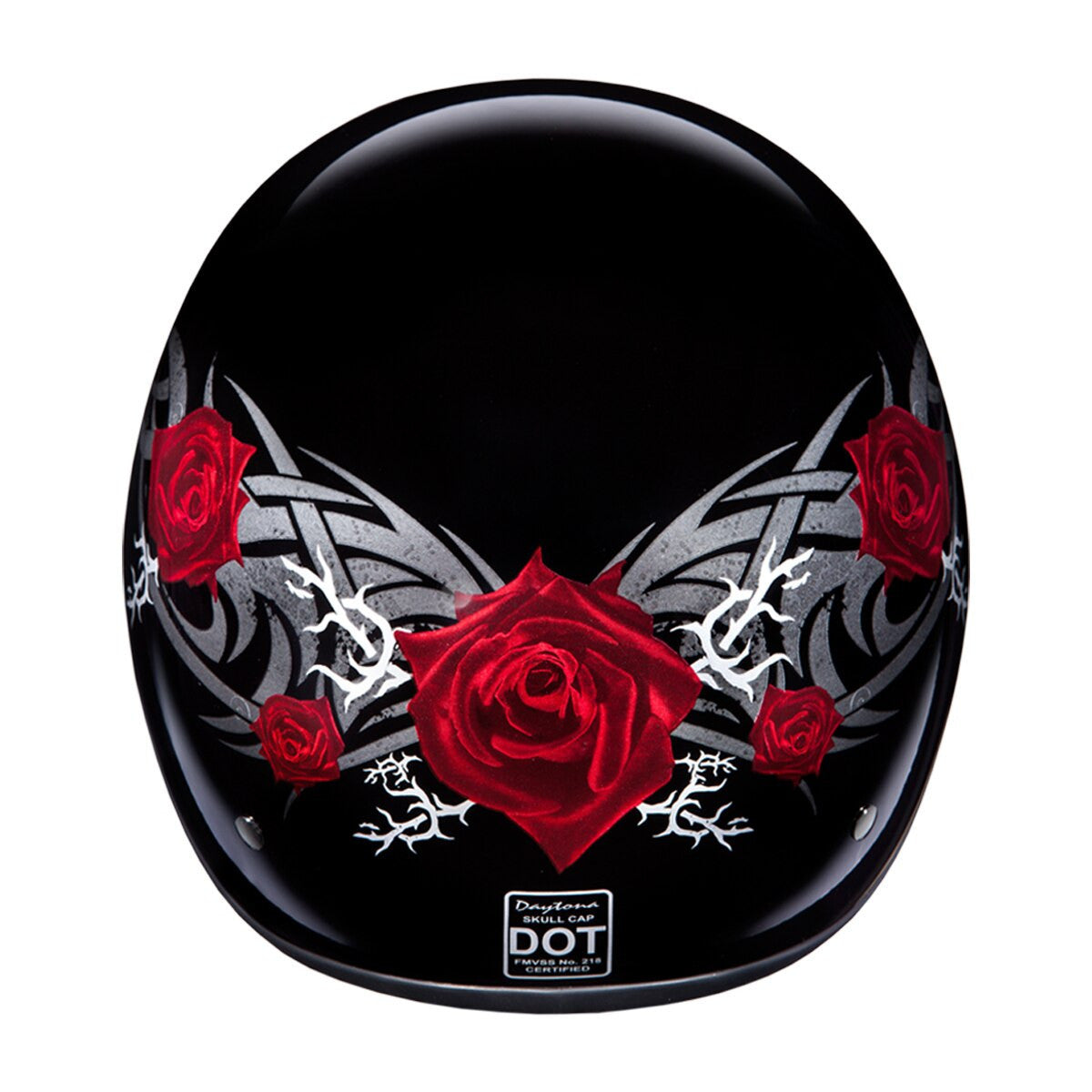 Daytona Skull Cap Rose Half Helmet - Top View