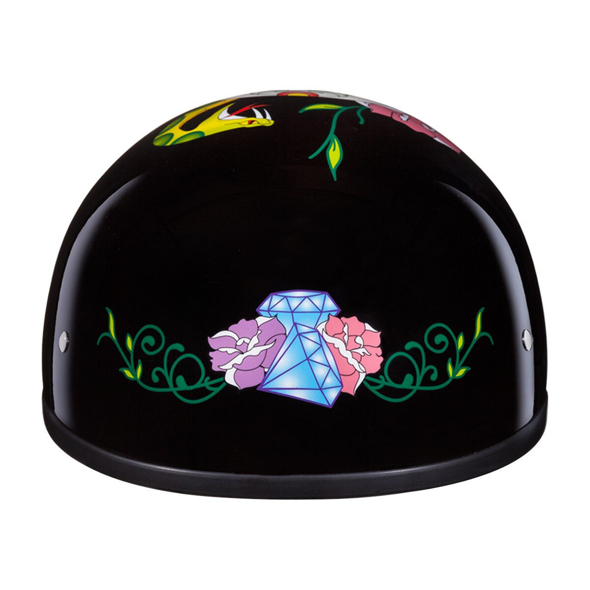 Daytona Skull Cap Diamond Skull Half Helmet - Front-View