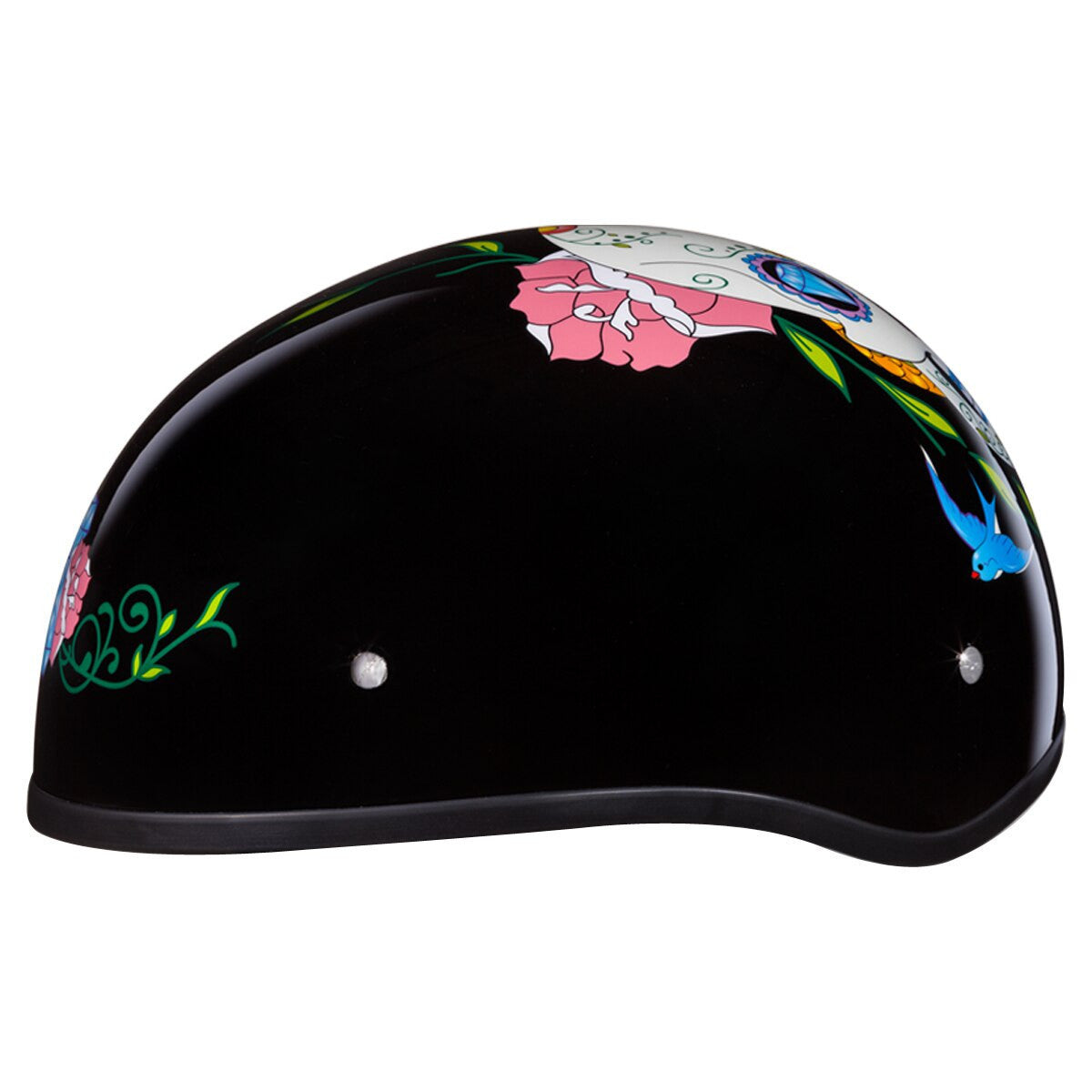 Daytona Skull Cap Diamond Skull Half Helmet - Left-View