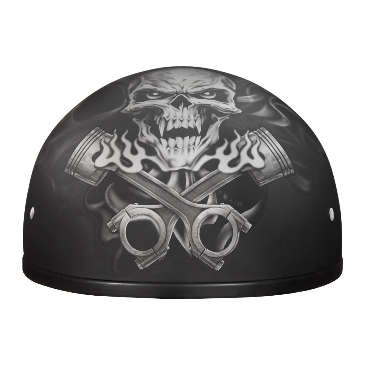 Daytona Skull Cap Pistons Skull Half Helmet  - Front View