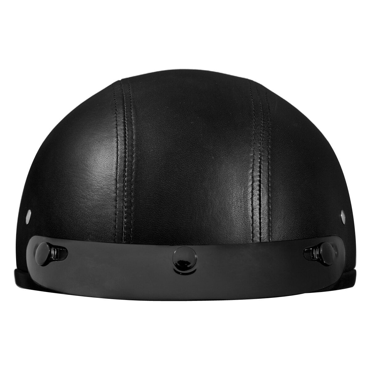 Daytona Skull Cap Leather Half Helmet with Peak Visor - Front View