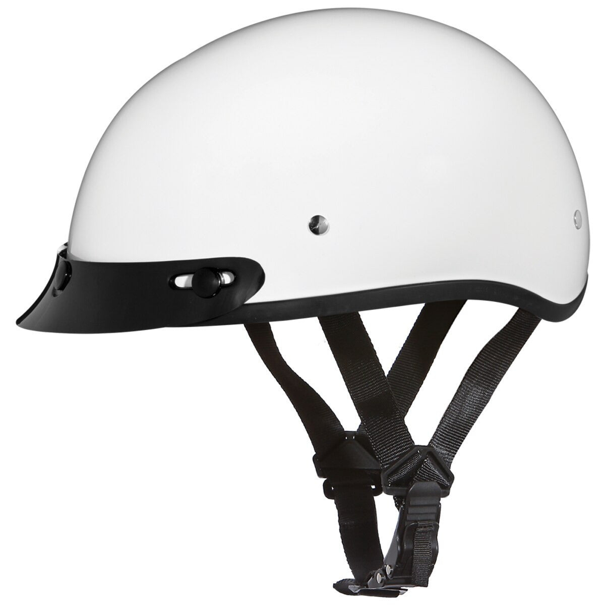 Daytona Skull Cap Half Helmet with Peak Visor - White