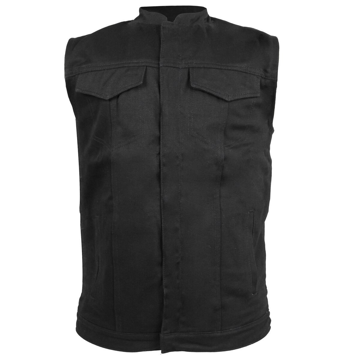 Vance VL1914 Mens Black Front Zipper and Snap Closure SOA Club Style Textile Motorcycle Vest