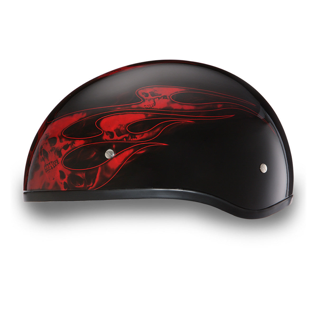 Daytona Skull Cap Skull Flames Half Helmet - Side View