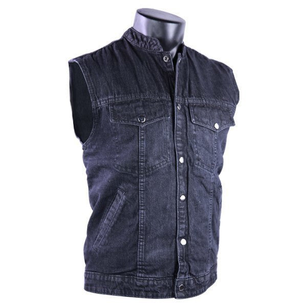 Denim Patch Holder Conceal Carry Pocket Vest - Black