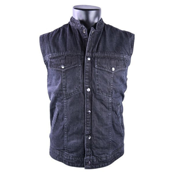 Denim Patch Holder Conceal Carry Pocket Vest - Black