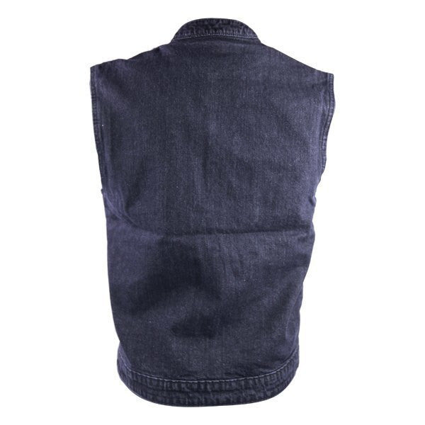 Denim Patch Holder Conceal Carry Pocket Vest - Black Back View