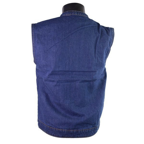 Denim Patch Holder Conceal Carry Pocket Vest - Blue Back View