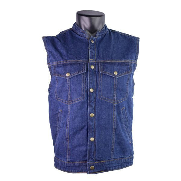 Denim Patch Holder Conceal Carry Pocket Vest - Blue