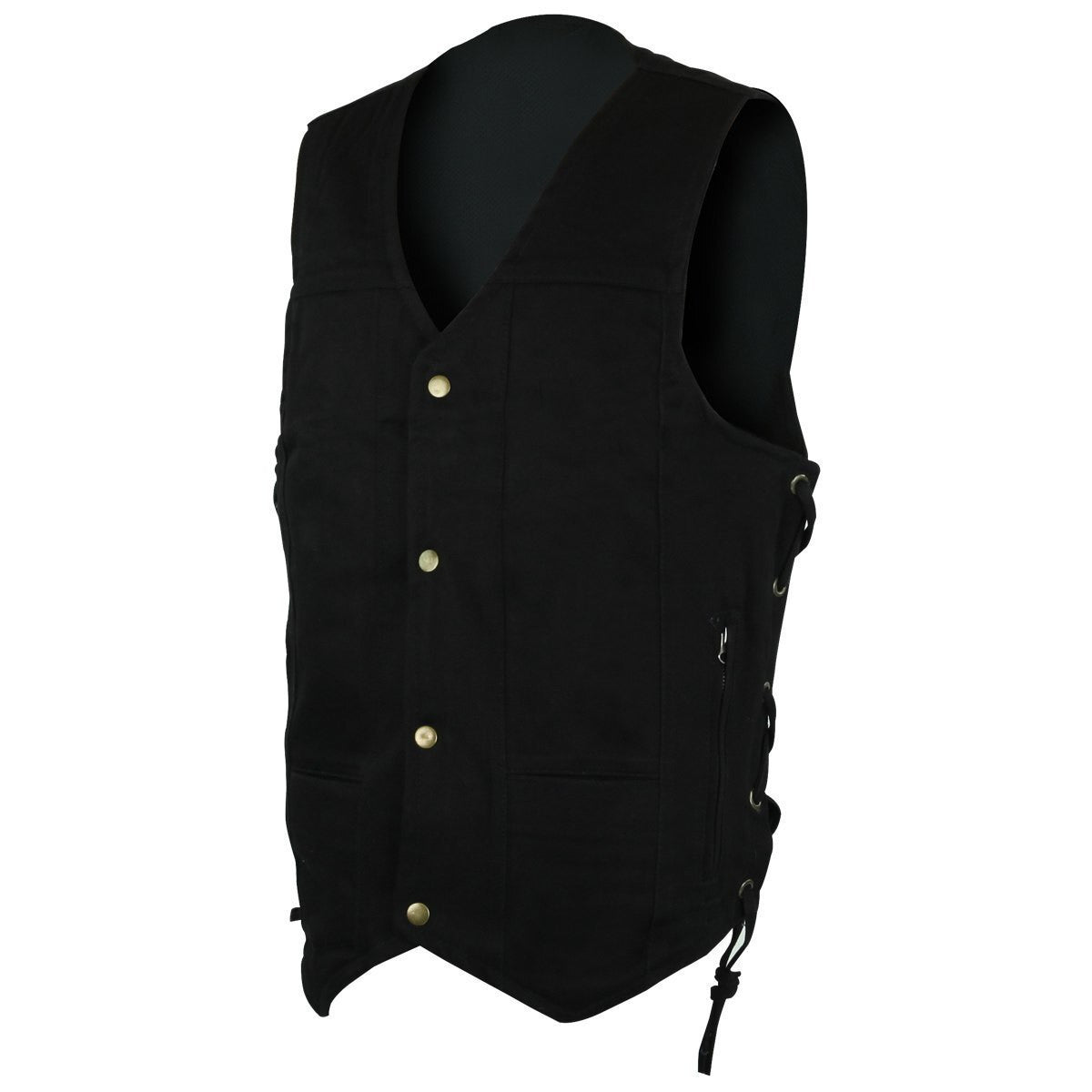 Vance VB915BK Mens Black Ten Pocket Denim Motorcycle Vest