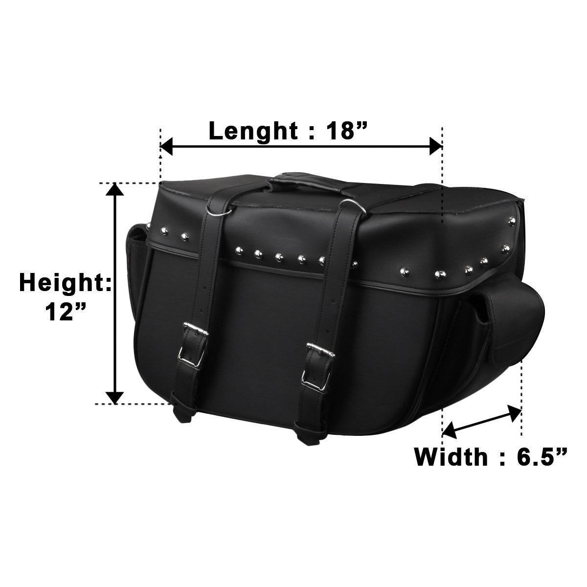 Vance VS211 Black Motorcycle Saddlebags for Honda Yamaha Kawasaki Indian and Harley Davidson Motorcycles - Infographics