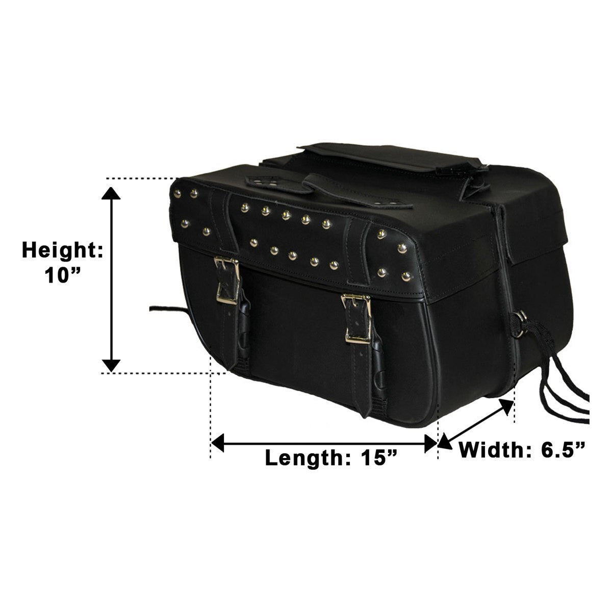 Vance VS219 Black Motorcycle Saddlebags for Honda Yamaha Kawasaki Indian and Harley Davidson Motorcycles - Infographics