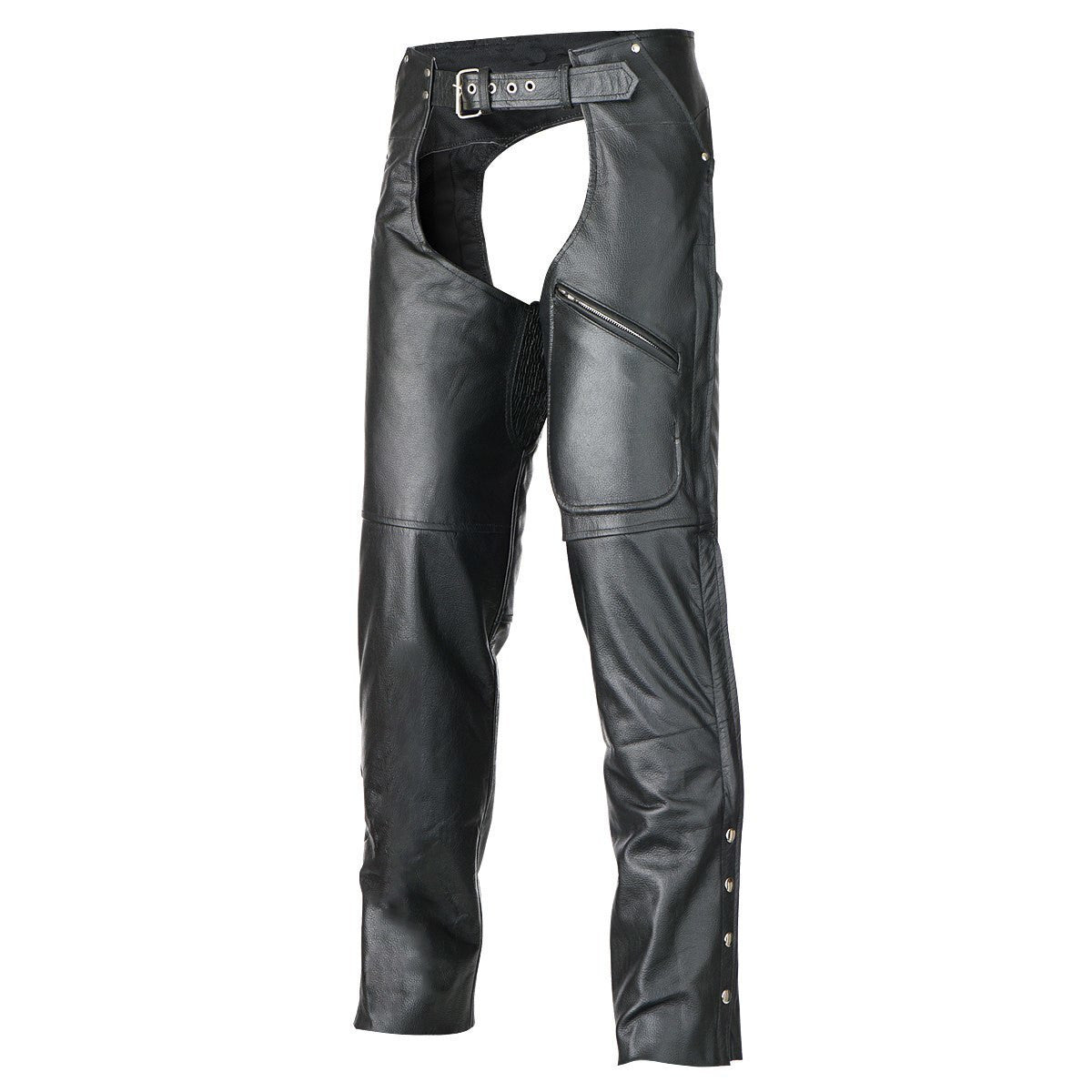 Vance Leather VL804 Unisex All Season Black Pant Style Premium Cowhide Motorcycle Leather Chaps