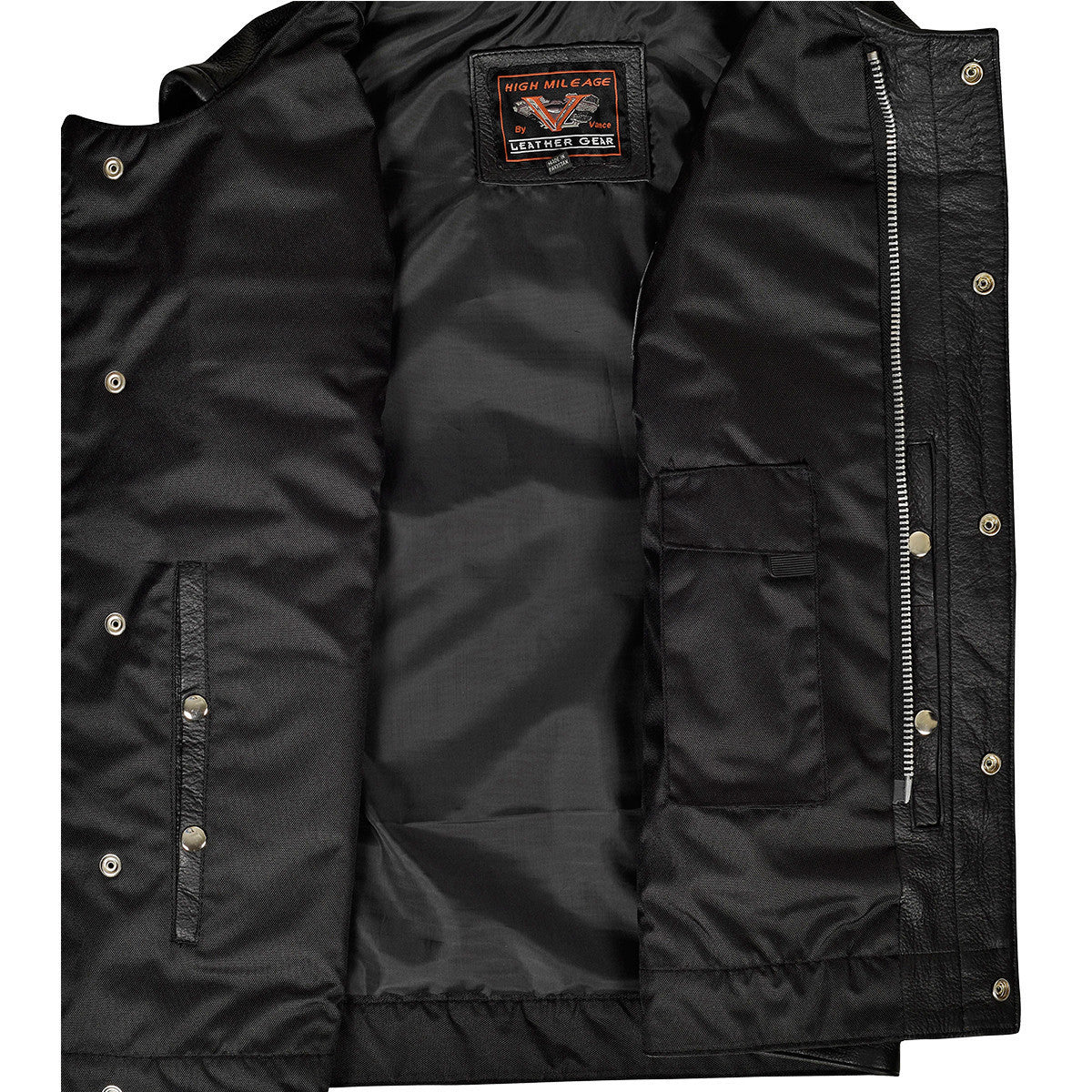 Vance VL919 Men's Black Premium Cowhide Leather Biker Motorcycle Vest With Quick Access Conceal Carry Pockets