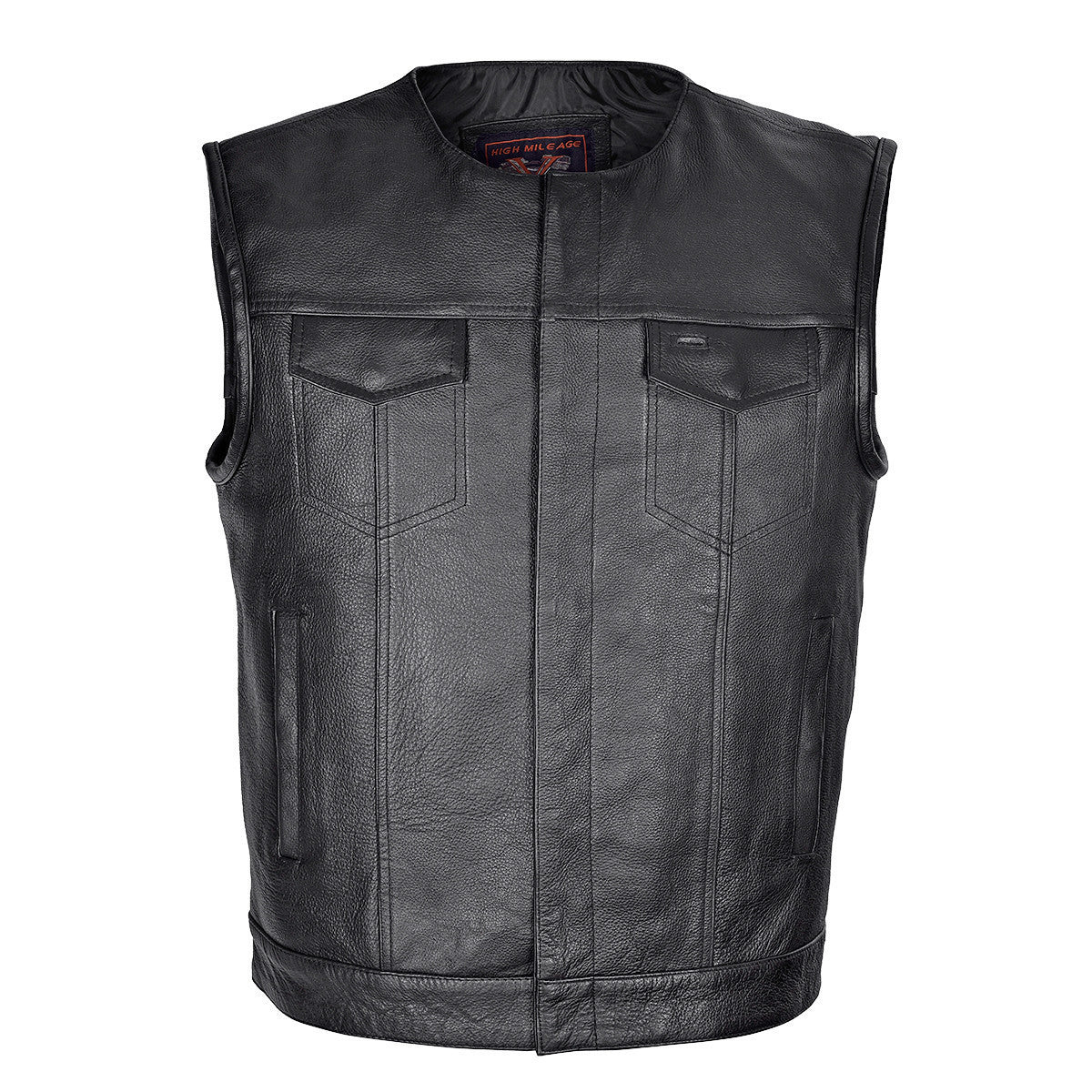 Vance VL919 Men's Black Premium Cowhide Leather Biker Motorcycle Vest With Quick Access Conceal Carry Pockets