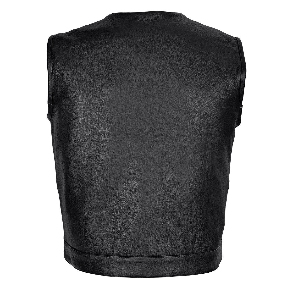 Vance VL919 Men's Black Premium Cowhide Leather Biker Motorcycle Vest With Quick Access Conceal Carry Pockets